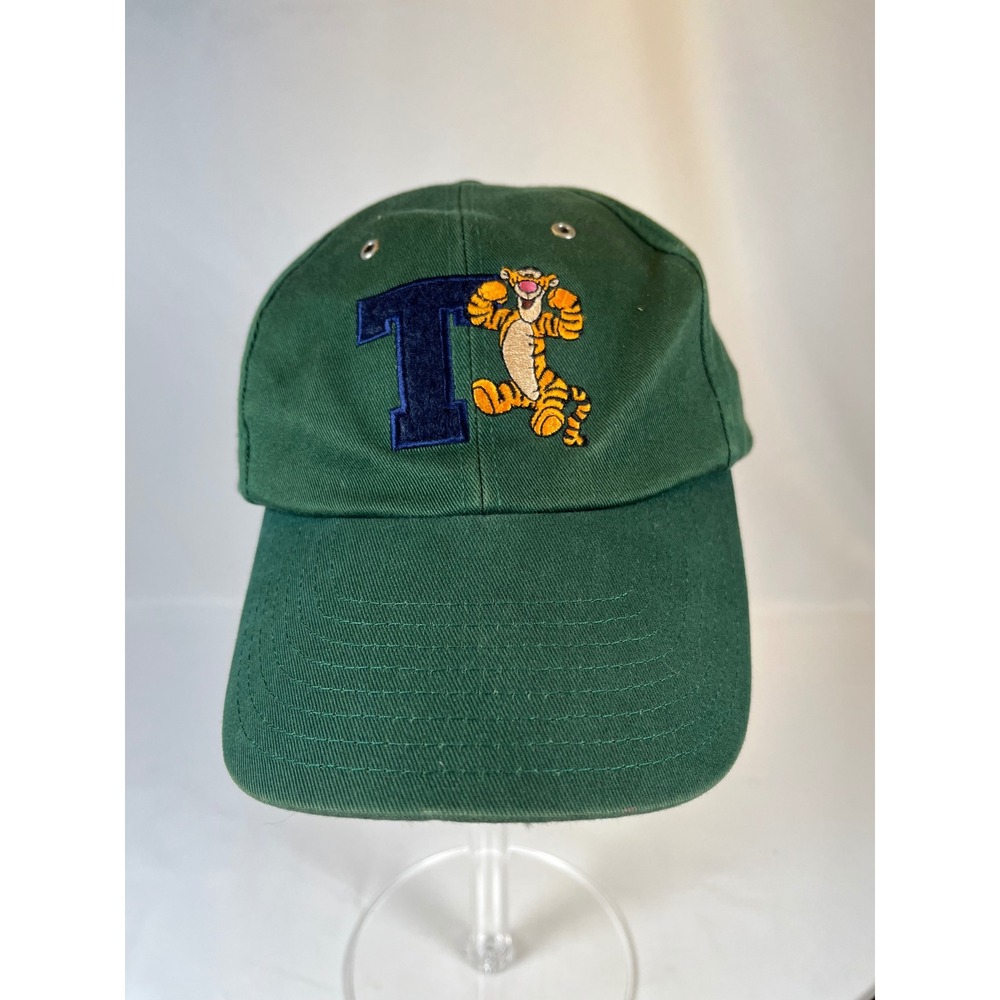 Vintage Walt Disney World Tigger Letter T Hat Green Cotton Adjustable Dad Cap